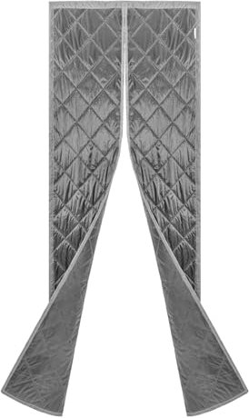 Magnetic Thermal Insulated Door Curtain, Thickened Soundproofing Thermal Door Cover Curtains for Winter, Multi-Sized Windproof Waterproof Door Covers, Pet Friendly (Grey, 36x82inch)