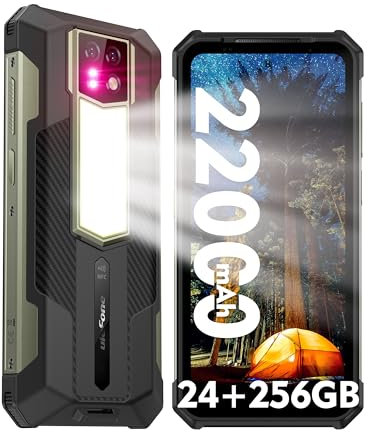 Ulefone Armor 24 Telephone Portable Incassable 24Go+256Go, 22000mAh Batterie 66W, 1000LM Camping Lampe, Android 13 Smartphone Incassable 6.78 FHD+ 120Hz, 64MP+64MP Nocturne Vision IP68 NFC/OTG/GPS