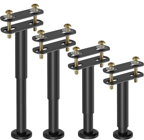 YELIKIT 4 Pcs 7-13 Adjustable Bed Legs, Adjust Height Bed Support Legs for Bed Frame/Bed Center Slat, Metal Adjustable Furniture Replace for DIY Furniture, Kitchen Cupboard Sofa Beds(18-33CM)