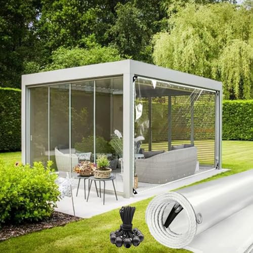Klare Plane Mit ösen Wasserdicht Schwerlast Durchsichtige Plane Aus PVC-Glas Planenabdeckung Für Die Terrassenüberdachung Winddicht Reißfest Für Garten Im Freien(Size:1x3m/3x9ft,Color:Löschen)