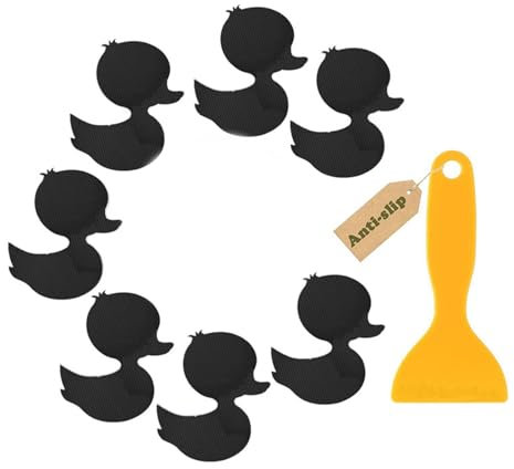 12 x rutschfeste Badewannen-Aufkleber, Enten-Badezimmermatte mit Schaber, selbstklebend, rutschfeste Badewannen-Aufkleber für die Dusche, rutschfeste Aufkleber für die Dusche