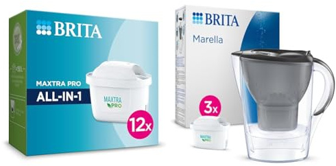 BRITA Wasserfilter-Kartusche MAXTRA PRO All-in-1 – 12er Pack Jahresvorrat – Ersatzkartuschen reduzieren Kalk & Wasserfilter-Kanne Marella graphit 2
