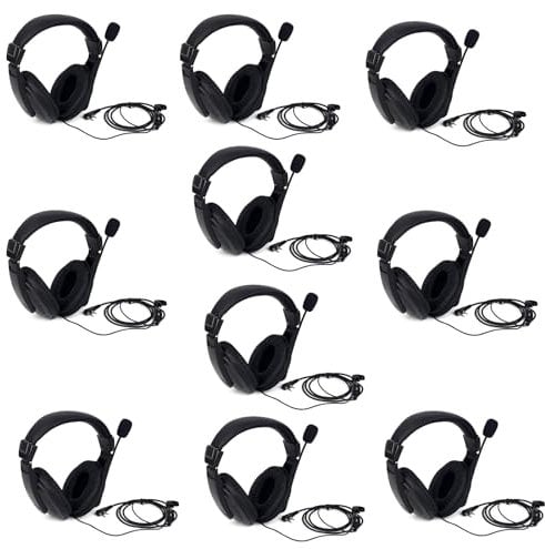 Retevis R114 Walkie Talkie Headphones Noise Cancelling VOX Overhead Earpiece 2 Pin Radio Headset Compatible with 2 Way Radio RT24 RT27 RT617 RT619 RT668 Baofeng UV-5R Kenwood (10 Pcs)
