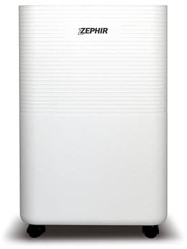 Zephir, Deumidificatore da 12 litri, 280W, Serbatoio d'acqua 2 litri, Timer 24 ore, Funzione asciugabiancheria, Con Ruote, Colore bianco