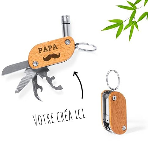 Porte clef personnalisable outil multifonction – Porte clé multifonction avec gravure laser pour Prénom & Message [ Couteau porte clé ]