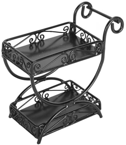 Srliya - Carrito de jardín en miniatura 1: 12, detalles exquisitos, casa de muñecas de metal, carrito de flores, accesorio de ornamentos (Negro)