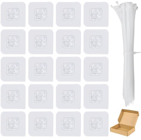 Juego de 20 bridas blancas para cables, correas de anclaje de pared antivuelco, para hogar, oficina, garaje, taller, organizador de cables y cables, estantería o vestido (blanco)