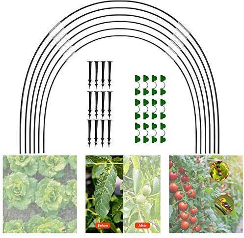 Arceaux de serre – Tunnel de culture pour jardin | Cadre de soutien de jardinage en fibre de verre pour serre de jardin, cerceaux de jardin, cloches de jardin, filet de parterres surélevés pour ferme,