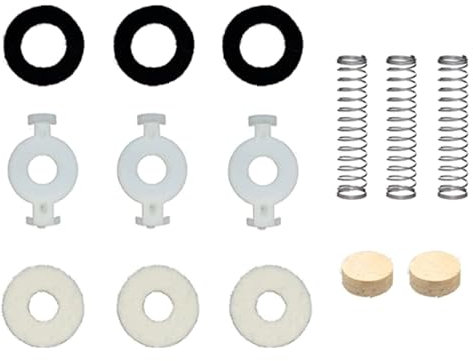 MinnowXY Trompeten-Reparatur-Set für B♭-Trompeten, Modern, Metall, Kunststoff, 14x Ventile, Führung, Filzscheiben, Schlüsselventile, Kork-Pad, Federtrompetenventile, Ersatzteil
