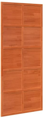 vidaXL Scheunentür, Holzschiebetür Platzsparend, Zimmertür Scheunentor-Look, Schiebetür Holztür Innentür, Wachsbraun 90x208cm Massivholz Kiefer