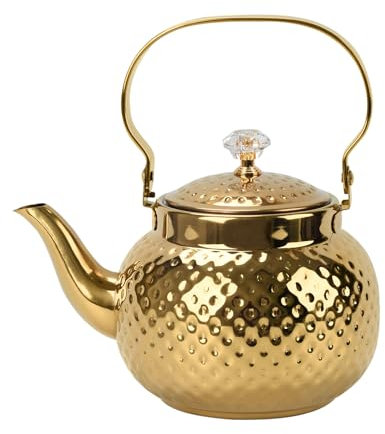 Hammered Tea Pot, Stainless Steel Tea/Coffee Pot Loose Leaf Teapot for Tea, Milk, Coffee, 1.2L Teapot with Strainer Stovetop Tea Kettle, Outdoor Travel Supplies, Tea Gift Sets for Women