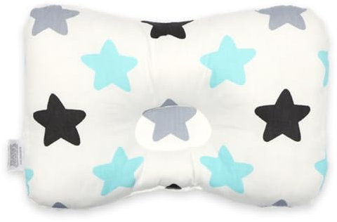 champracer Kindkissen, Kindkissen zu Flathead Kindkissen, Kindkissen, 0-12 Memory Foam Reisekissen, Autositz (Große Blaue Sterne,28 * 20 * 5cm)