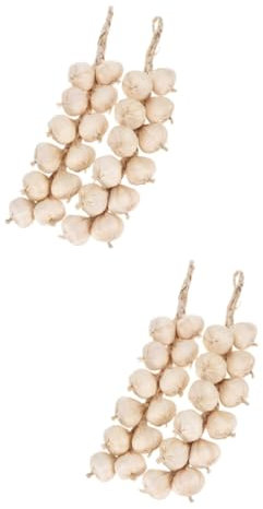 TOPBATHY 2 Sätze Künstliches Gemüse Beige Künstlicher Knoblauch Künstliche Lebensmittel Gefälschte Zwiebel Knoblauchzopf Gefälschtes Gemüsemodell Knoblauchornament Schaumgemüse 2 Stück * 2