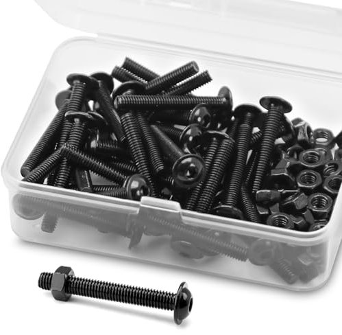 (40 sets) M4 x 20mm Hex Socket Screws with Flange and Nuts Set, 304 Stainless Steel Black Oxide, Pan Head Screws, Flange bolts, Flange screws