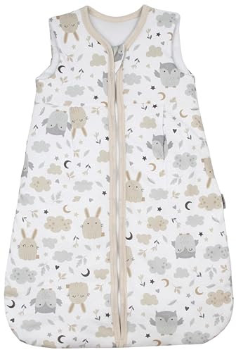 TupTam Schlafsack Baby 2.5 TOG – Atmungsaktiver Ganzjahresschlafsack für Kinder, OEKO-TEX zertifiziert, Farbe: Hase/Eule, Größe: 104-110