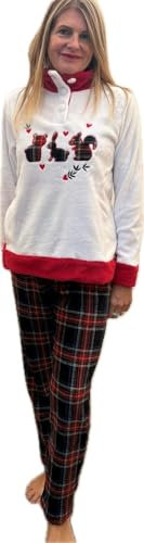 INFIORE Pigiama donna in caldo coral pantalone scozzese art. 652164 - M, Rosso