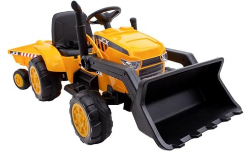 Kinder Elektro Bagger mit Hänger und Fernbedienung - 3-5 Jahre bis 30 kg - Kinderfahrzeug mit Sound, Elektroauto Kinderauto Trecker Traktor Radlader