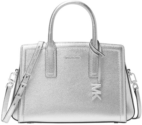 Michael Kors Women Sm Satchel Hand Bag, Silber/Schwarz