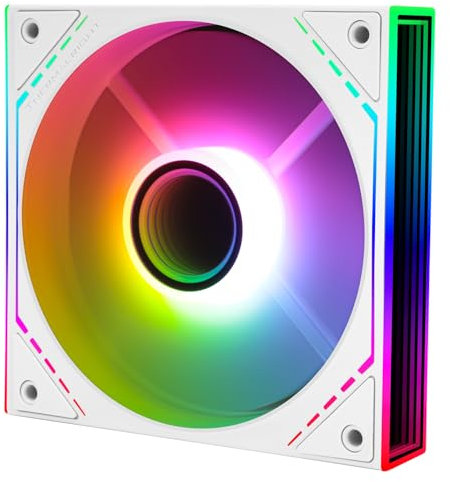 Thermalright TL-M12RW-S - Ventilador de CPU ARGB de 120 mm, con velocidad de 1500 RPM, ventilador de carcasa de ordenador blanco, ventilador silencioso PWM PC de 4 pines, efecto de luz ARGB con