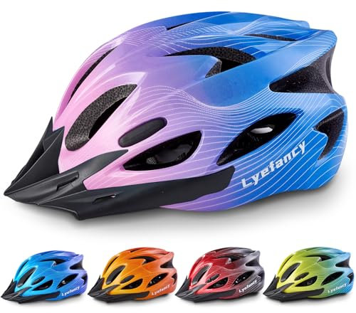 Kids Bike Helmet, Lyefancy Kids Helmet for 3-9 Years Old Boys Girls, Children Adjustable Helmet 48-55cm for Bicycle Scooter Skating Cycling with Visor (Pink)