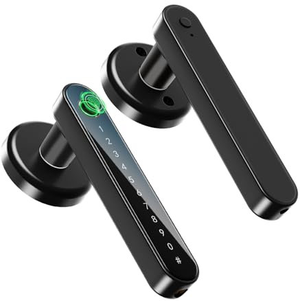 IRONZON Fingerprint Door Lock Biometric Door Lock with Keypad Keyless Entry Door Lock with Handle for Home Hotel Office Apartment Bedroom