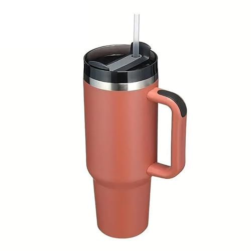 Tazza Termica Con Cannuccia Bicchiere con manico, coperchio, cannuccia, bottiglia d'acqua in acciaio inossidabile, tazza termica da viaggio, tazza da caffè for auto Tazza Termica In Acciaio Inox(D)