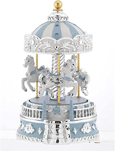Karussell von Bagutta. Karussell mit blauen Pferden und Kuppel Höhe 23 cm. Referenz: B 4205-02 A.