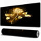 FEHWI Grand Tapis de Souris de Jeu avec Bords surpiqués et Dos antidérapant,sous-Main pour Clavier et Souris,Rose dorée Brillante sur Fond Noir.,90×40 cm