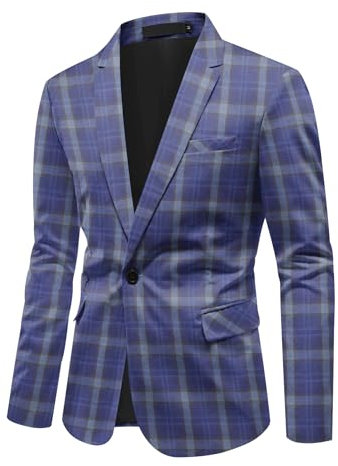 Allthemen Blazer da Uomo con Un Bottone Casual Giacca Slim Fit da Lavoro Business Suit Jacket Eleganti Formale Viola XXL