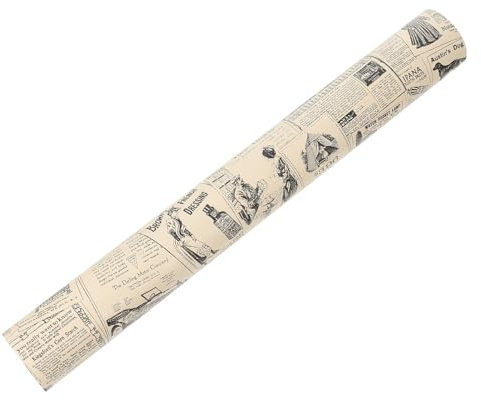 NUOBESTY Papier Peint Autocollant Rétro PVC Imperméable pour Décoration Murale Design Vintage Motif Journal Anglais Facile à Appliquer 1 Rouleau