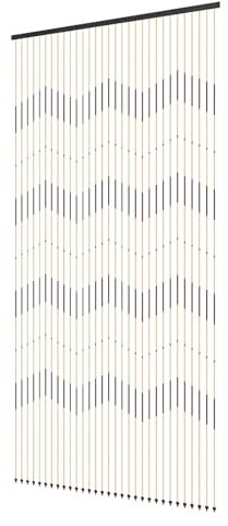Tagowao Modern Türvorhang Bamboo, 31 Stränge Bambusvorhang Fliegenschutz Vorhang, Dekorativer Perlenvorhang für Wohnzimmern,Badezimmern, Schlafzimmern und Küchen, Braun Beige, 90x200cm