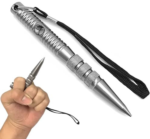 NHPY 1 Pcs 2 En 1 Multifonctionnel Porte-Clés, Fouet D'Autodéfense, Marteau Brise Vitre Voiture, Outil De Sauvetage D'Urgence De Voiture, Perforatrice De Brise-Vitre, Facile À Transporter(Argent,B)