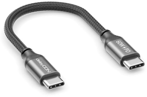 deleyCON 0,15m USB C Cable PD3.0 (60W Carga Rápida) Cable de Carga Corto - C a C - para iPhone 16 15 Pro Max Samsung S25 S24 S23 S22 Pixel IPad Pro MacBook Air Tablets Switch PS5