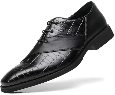SANNAX Men's Elegant Formal Shoes Non-Slip Oxford Dress Shoes for Business Wedding Uniform, Size 7.5 Black