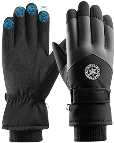 KASESSS Cálido Guantes Invierno, Guantes Nieve Hombre Impermeables, -30°C Guantes Nieve Mujer Prueba de Viento, Guantes Esqui Hombre para Esquí Snowboard Ciclismo Patinaje al Aire Libre