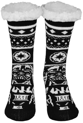 United Labels Star Wars Hüttensocken - Darth Vader Haussocken für Herren Kuschelsocken Flauschige Wintersocken warme Männer Socken Schwarz/Weiß