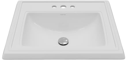 Karran Valera Top-Mount Bathroom Sink – Deep Rectangular Vitreous China Drop-In Vanity Basin in White with Overflow – VC-208-WH