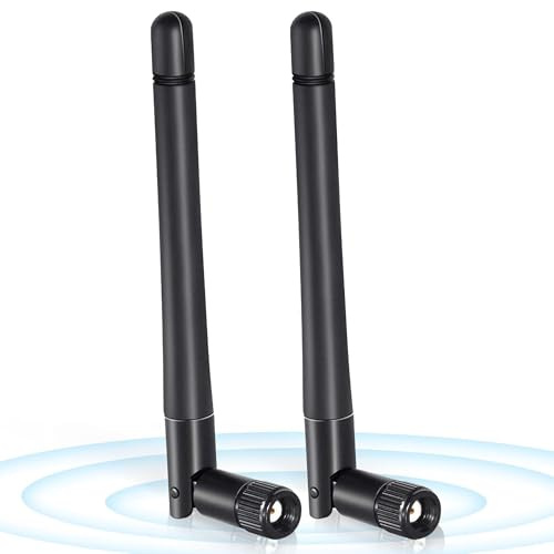 Antena 5G WiFi SMA Bi-Bande 2,4 GHz y 5,8 GHz, juego de 2 antenas WiFi plegables 3 dBi, rotación lateral 90°, reemplazo de antena WiFi compatible con dispositivos SMA, negro