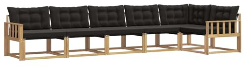 vidaXL Outdoor-Sofagarnitur mit Kissen 6 pcs Weiß und Schwarz, Garten, modernes Outdoor-Sofa-Set, wetterfest, Bequeme Lounge, langlebige Möbel, Akazienholz-Design