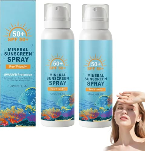 Sonnenspray LSF 50, Breitband-UVA/UVB-Schutz, riffschonend, hinterlässt keinen weißen Film, leichte, wasserfeste Pflege, für empfindliche Haut