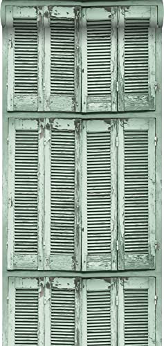 Esta Home Tapete verwitterte, französische, vintage Fensterläden Graugrün 53 cm x 10.05 m