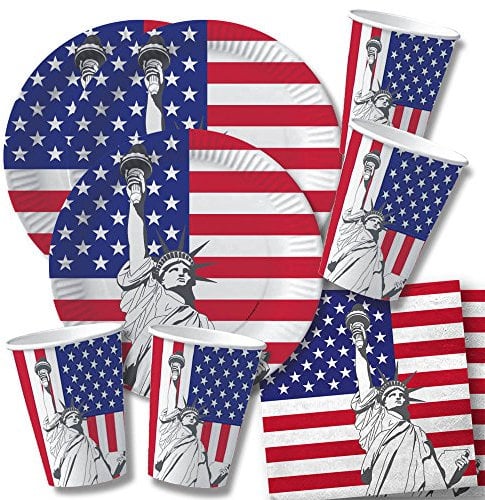 60-teiliges Party-Set USA - Teller Becher Servietten für 20 Personen