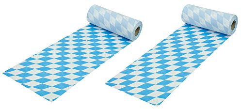 Sensalux 2X Oktoberfest Tischläufer, Oeko-TEX 100,Tischband, abwaschbar, 30cm x 25m, Wiesn, Meterware, Tischwäsche, stoffähnliches Vlies, Party, Catering, Vereinsfeier, Bavaria