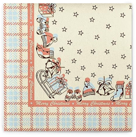 Sovie HOME Serviette Amy in Lachs-Champagner aus Linclass® Airlaid, Einweg Weihnachtsserviette Wintermotiv, ideal für Weihnachten Christmas Advent, 40x40 cm, 12 Stück