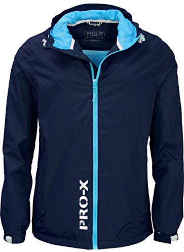 PRO-X elements Kinder Regenjacke FLASHY I Atmungsaktive Windbreaker mit Handytasche, Packsack & Kapuze I Wasserdichte Kinderjacke für Jungen & Mädchen