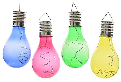 zeitzone 4 Stück Solar Glühbirne für Garten LED Bunt Partyleuchten für Pavillon Partydeko