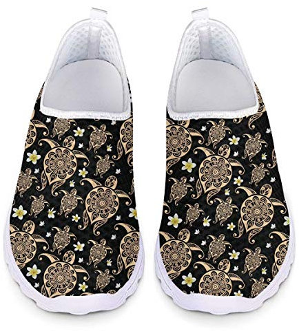 chaqlin Sea Turtle Tribe Print Sport Walking Zapatillas de Deporte sin Cordones Zapatillas de Deporte de Mujer Hombres Zapatos Planos 43 EU