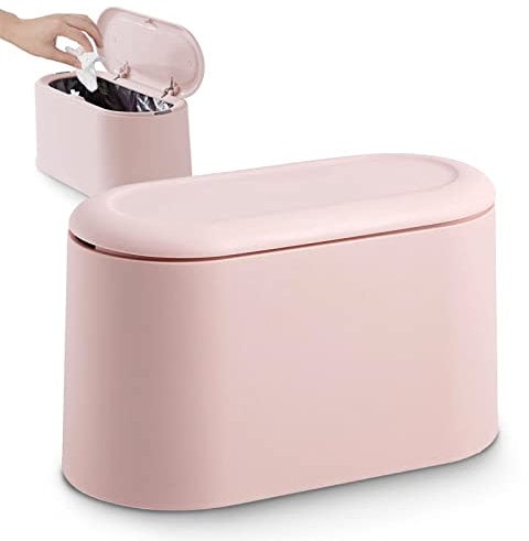 JEEZAO Office Desktop Paper Bin,Desk Trash Can with Lid, Mini Kids Table Waste Bin for Bedroom Bathroom,Storage Box for Pet Food
