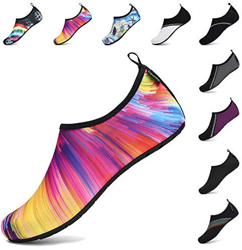 SAGUARO Herren Badeschuhe Damen Strandschuhe rutschfest Schwimmschuhe Männer Atmungsaktiv Neoprenschuhe Frauen Aqua Wassersport Sommer Mehrfarbig 42/43 EU