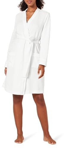 Amazon Essentials Women's Lightweight Waffle Mid-Length Robe (Available in Plus Size), Bright White, XS